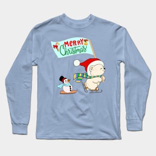 Merry Christmas! Polar bear and Snowman Long Sleeve T-Shirt
